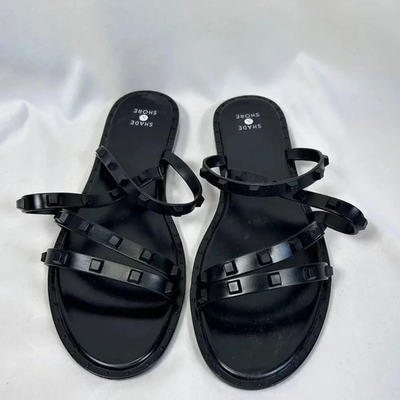 Shade & Shore Size 8 Sandals Studded Black Rubber - Picture 3 of 7